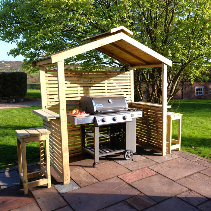 The Grill & Chill BBQ Hut Spacious Apex Roof Garden Cooking Shelter