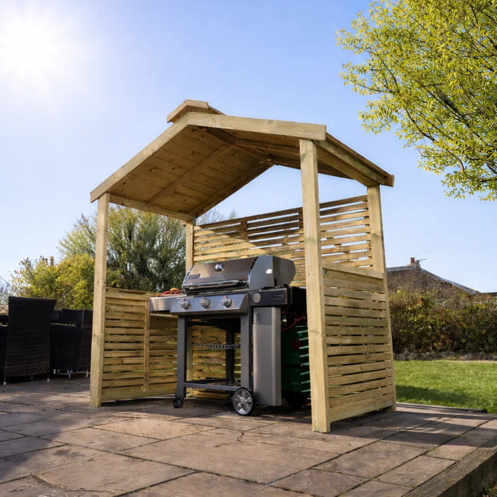 The Grill & Chill BBQ Hut Spacious Apex Roof Garden Cooking Shelter