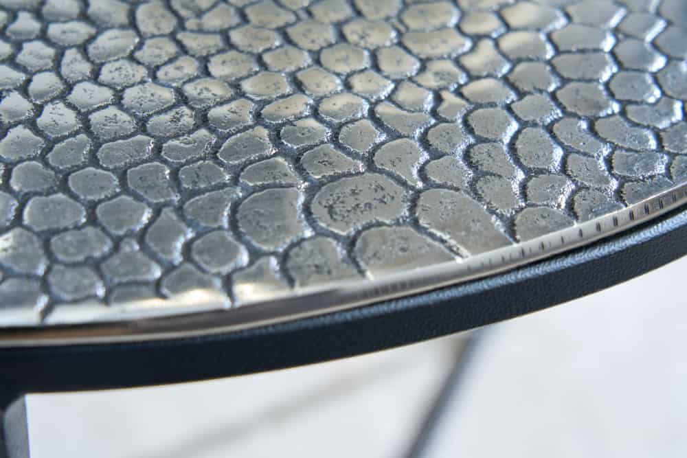 Set Of Two Round Nesting Coffee Tables Croco 35cm/40cm Metal Silver