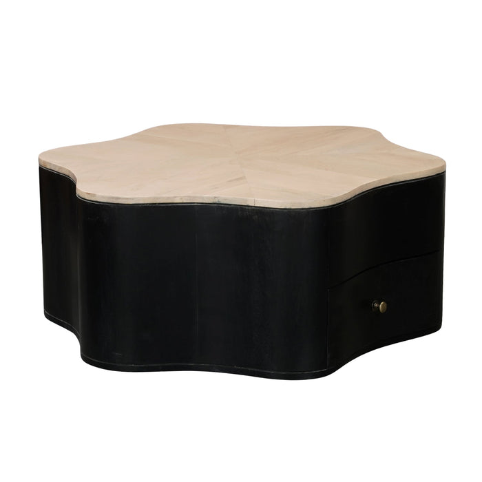 Boho Wooden Star Low Coffee Table with Drawer