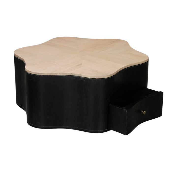 Boho Wooden Star Low Coffee Table with Drawer