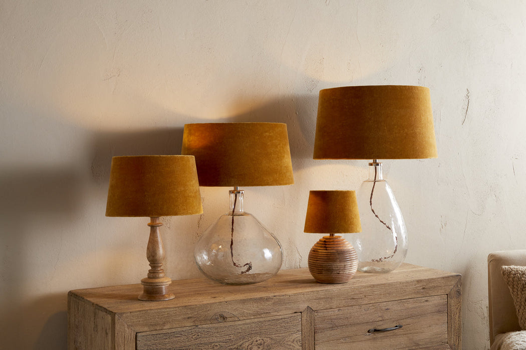 Batakha Velvet Linen Lampshade Dark Ochre