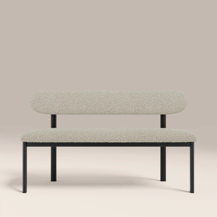 Arbor 3 Seater Dining Bench Speckled Stone Sustainable Boucle & Black