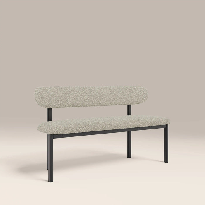 Arbor 3 Seater Dining Bench Speckled Stone Sustainable Boucle & Black