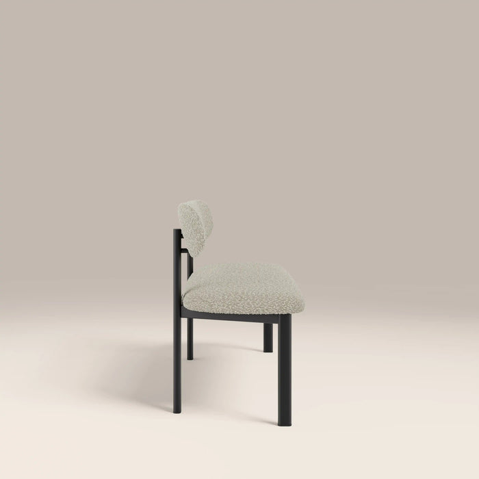 Arbor 3 Seater Dining Bench Speckled Stone Sustainable Boucle & Black