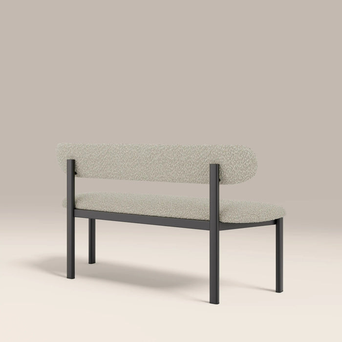 Arbor 3 Seater Dining Bench Speckled Stone Sustainable Boucle & Black