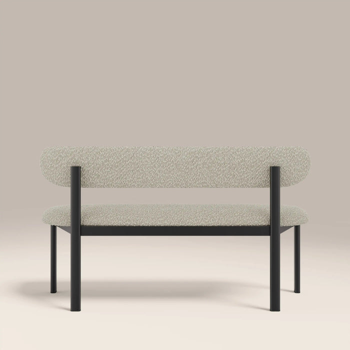 Arbor 3 Seater Dining Bench Speckled Stone Sustainable Boucle & Black
