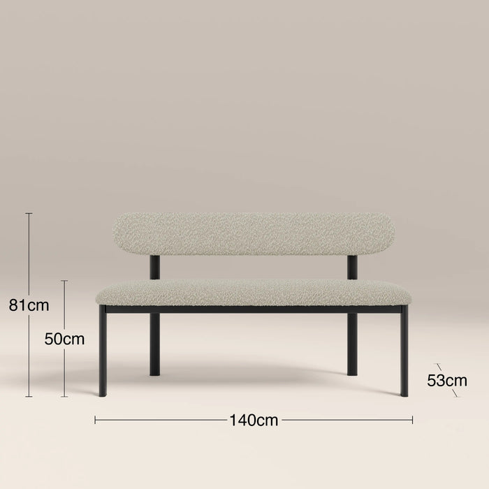 Arbor 3 Seater Dining Bench Speckled Stone Sustainable Boucle & Black