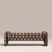 Bennett 3 Seater Bench | Multicolour Orbis Patterned Fabric & Walnut