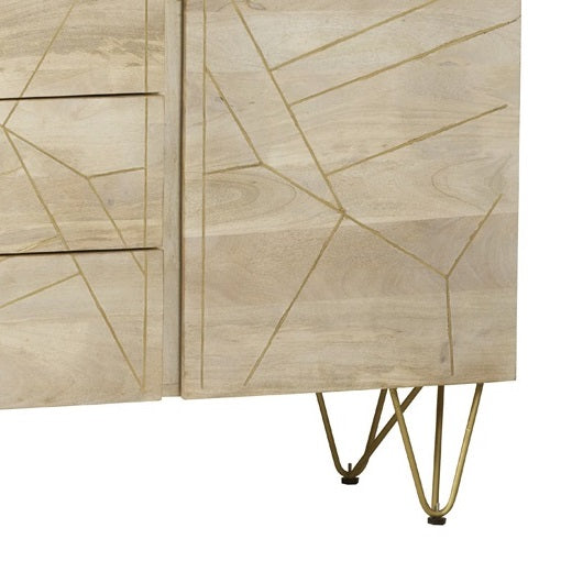 Light Gold Extra Large Sideboard 3 Drawers and 2 Doors