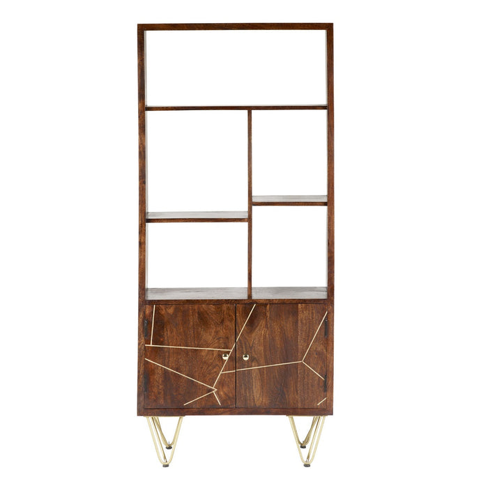 Dark Gold Large Bookcase 2 Door
