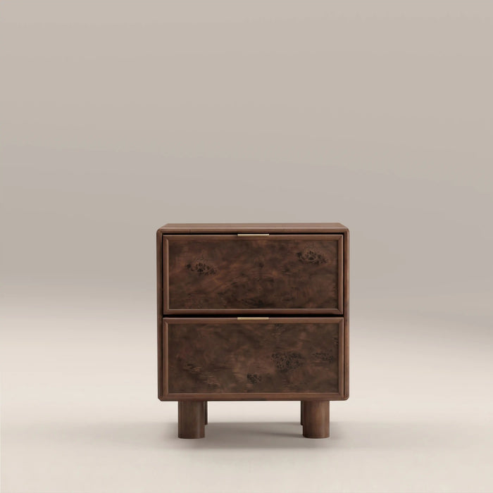 Arden 2 Drawer Square Wooden Bedside Table Walnut Mango Wood