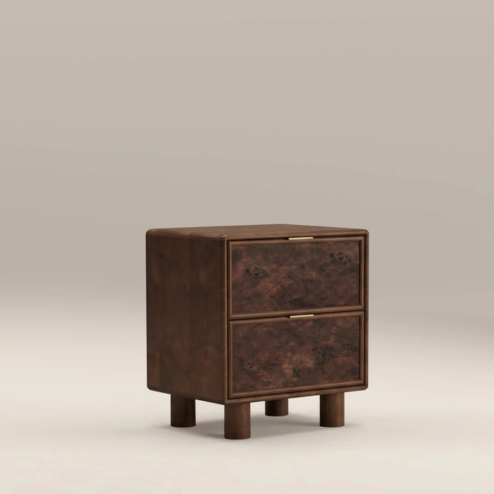 Arden 2 Drawer Square Wooden Bedside Table Walnut Mango Wood