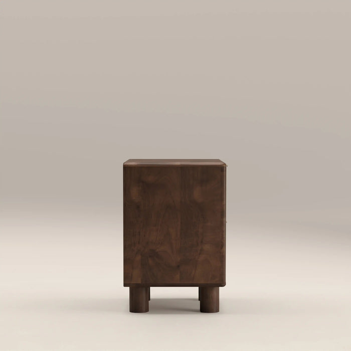 Arden 2 Drawer Square Wooden Bedside Table Walnut Mango Wood