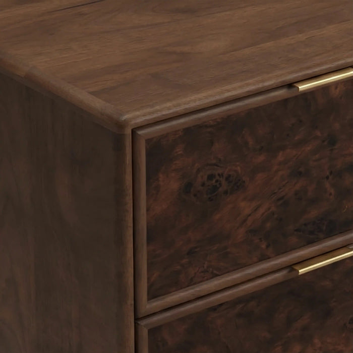 Arden 2 Drawer Square Wooden Bedside Table Walnut Mango Wood
