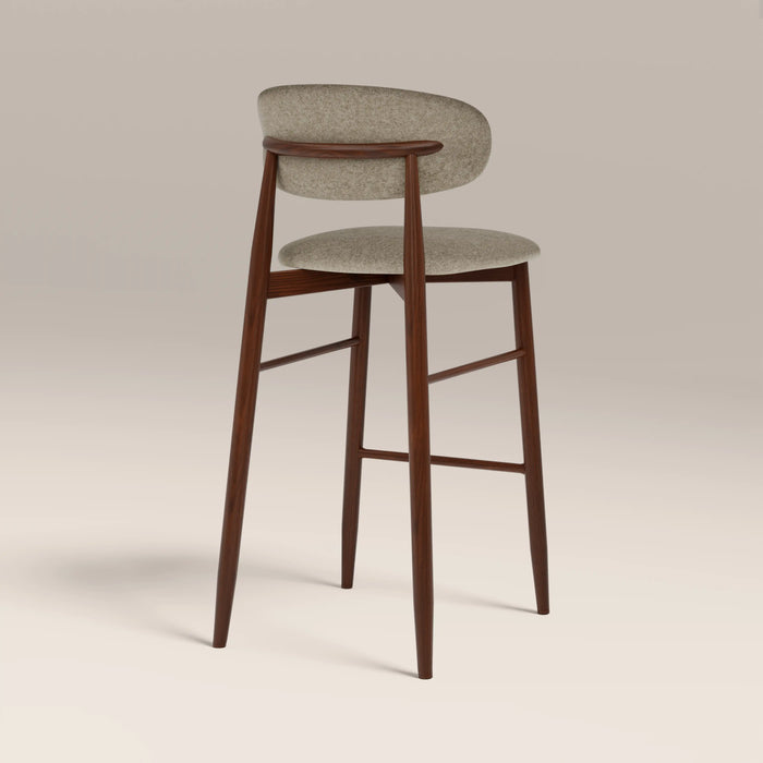Halston Bar Stool | Soft Barley Sustainable Mohair Velvet & Walnut