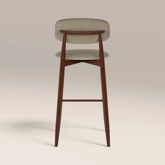 Halston Bar Stool | Soft Barley Sustainable Mohair Velvet & Walnut