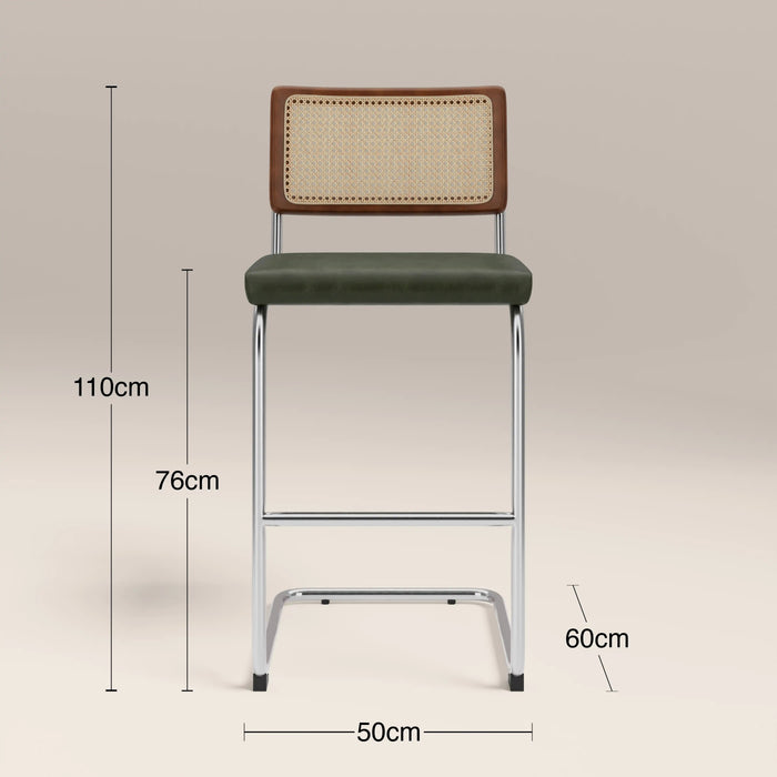Kenton Bar Stool Vintage Green Faux Leather & Chrome