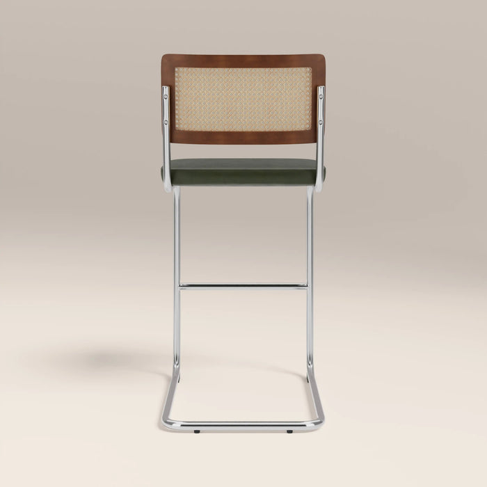 Kenton Bar Stool Vintage Green Faux Leather & Chrome