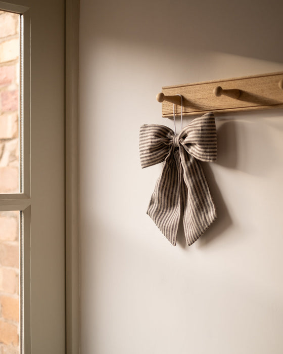 Black and Grey Stripe Hanging Bow