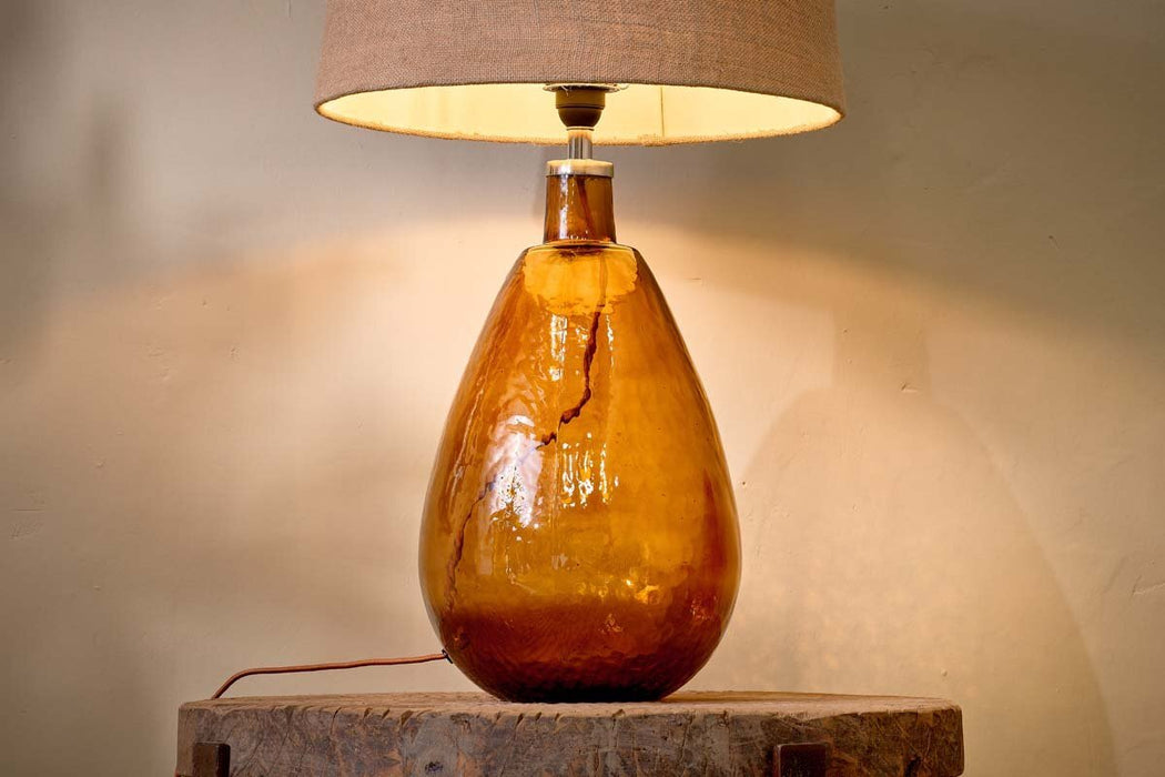 Baba Recycled Glass Lamp Burnt Amber Large Tall