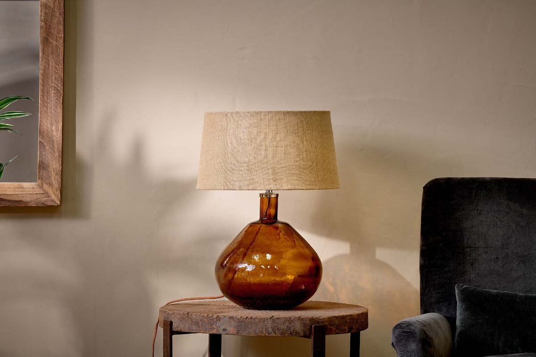 Baba Recycled Glass Lamp Burnt Amber Large Wide