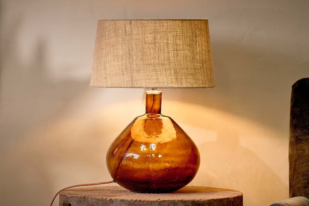 Baba Recycled Glass Lamp Burnt Amber Large Wide