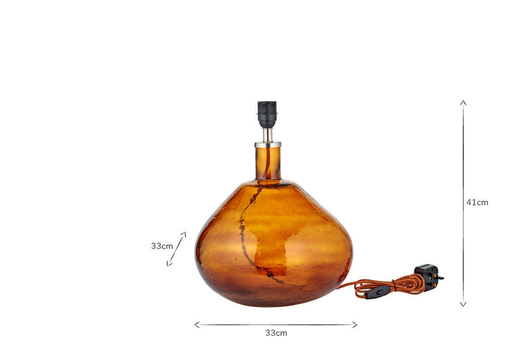 Baba Recycled Glass Lamp Burnt Amber Large Wide