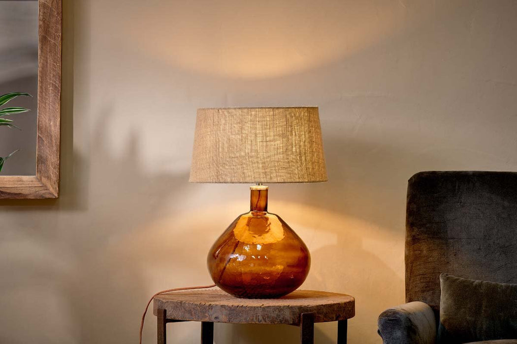 Baba Recycled Glass Lamp Burnt Amber Large Wide