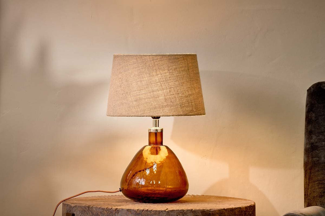 Baba Recycled Glass Lamp Burnt Amber Small Wide
