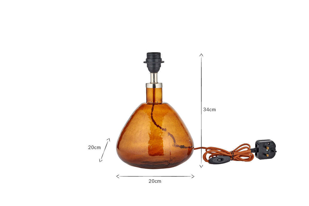 Baba Recycled Glass Lamp Burnt Amber Small Wide