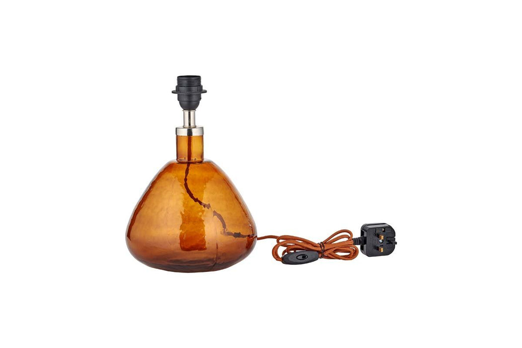 Baba Recycled Glass Lamp Burnt Amber Small Wide