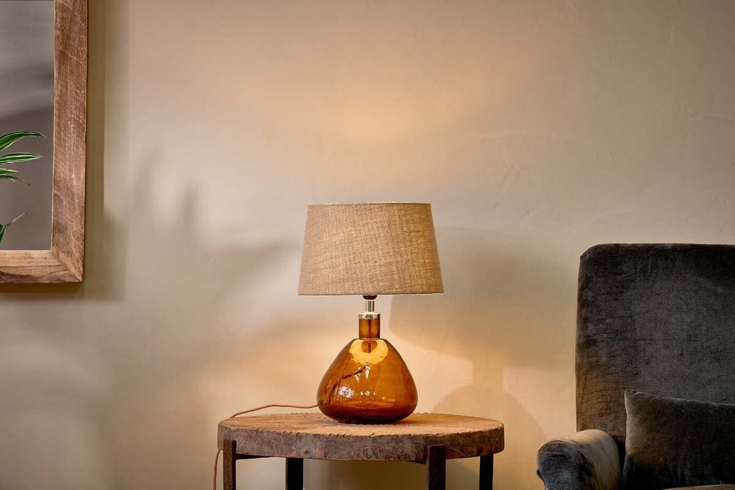 Baba Recycled Glass Lamp Burnt Amber Small Wide