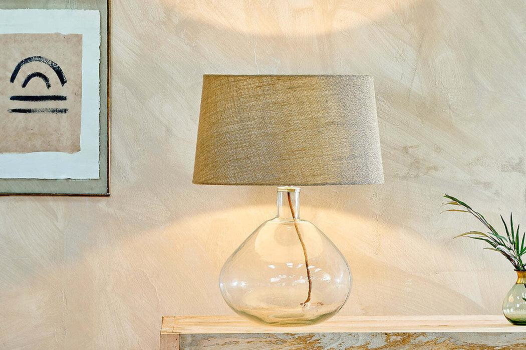 Baba Recycled Glass Lamp Clear Glass Large Wide
