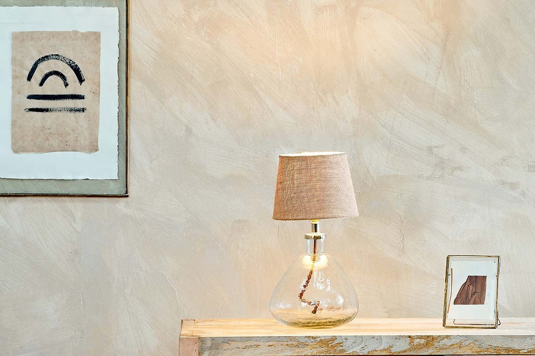 Baba Recycled Glass Lamp Clear Glass Small Wide