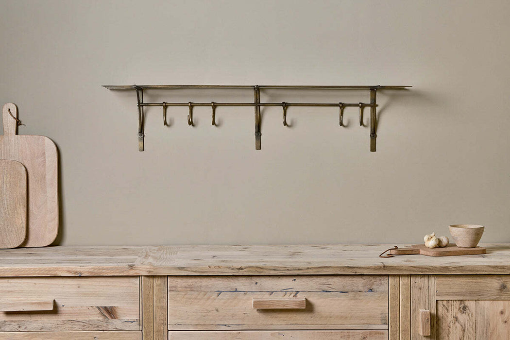 Basti Iron Storage Shelf Antique Brass