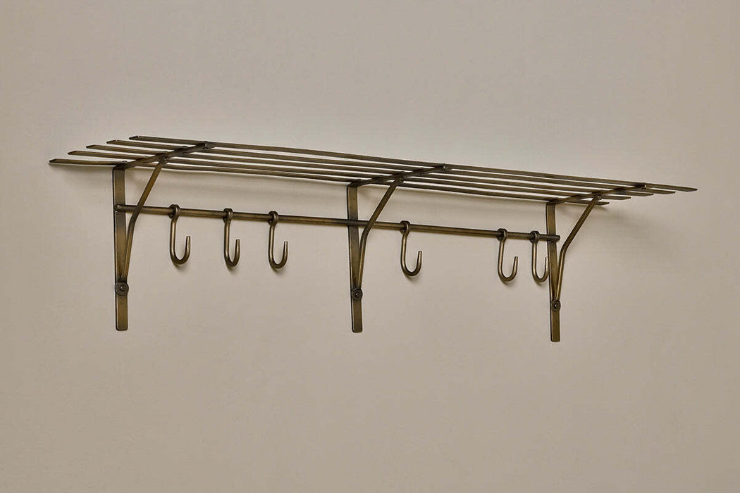Basti Iron Storage Shelf Antique Brass