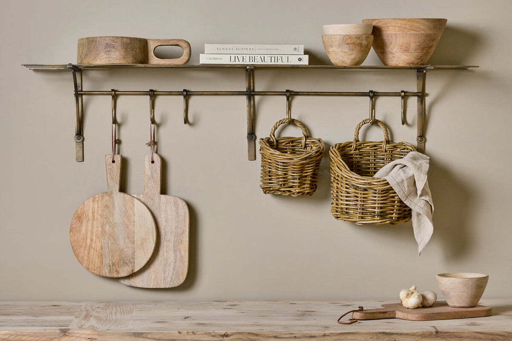 Basti Iron Storage Shelf Antique Brass