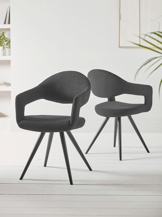 Black Bouclé© Upholstered Dining Chair - Set of 2