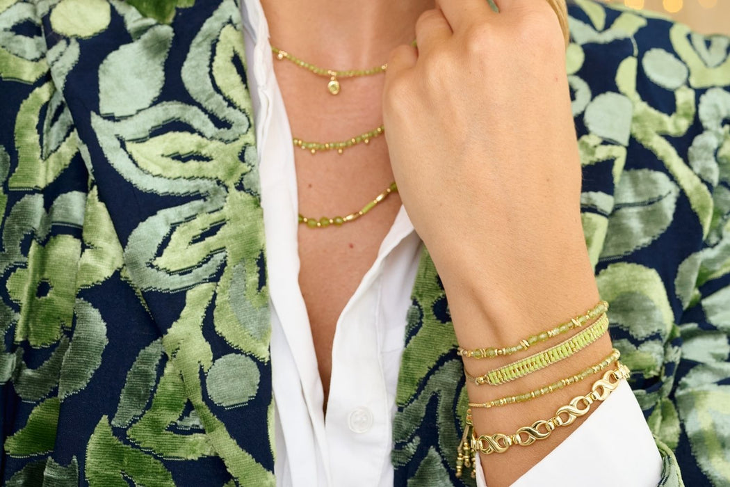 Bliss Gold Peridot Slider Bead Bracelet
