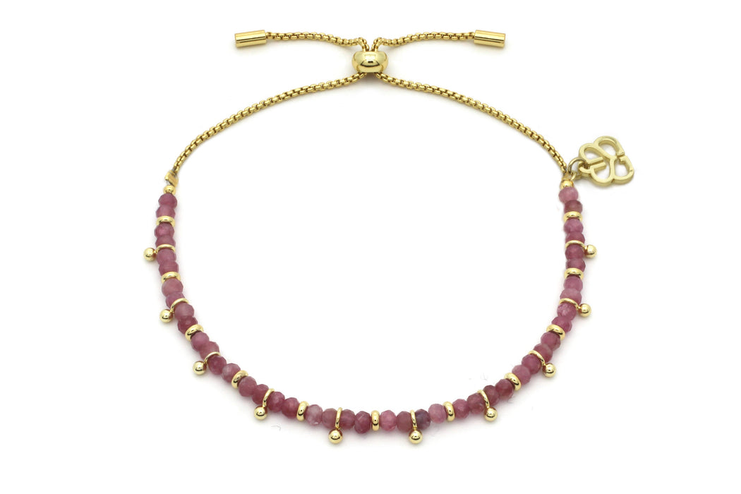 Moala Gold & Pink Tourmaline Beaded Bracelet Stack