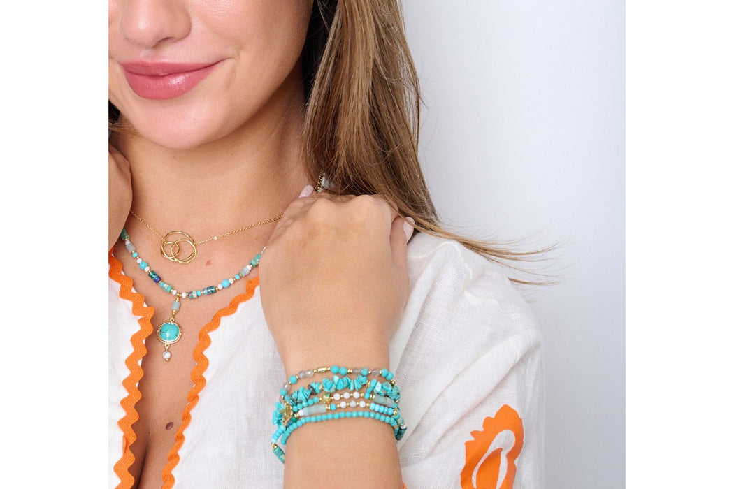 Fresco Turquoise and Labradorite Pull Through Bracelet