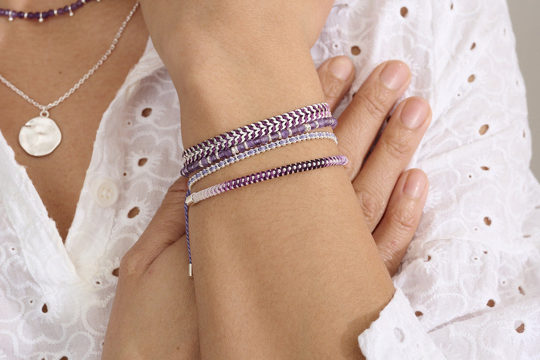Braid Lilac & Silver Woven Friendship Bracelet