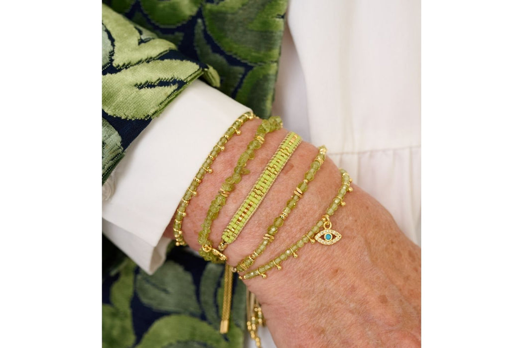 Brela Gold Peridot Bead Slider Bracelet