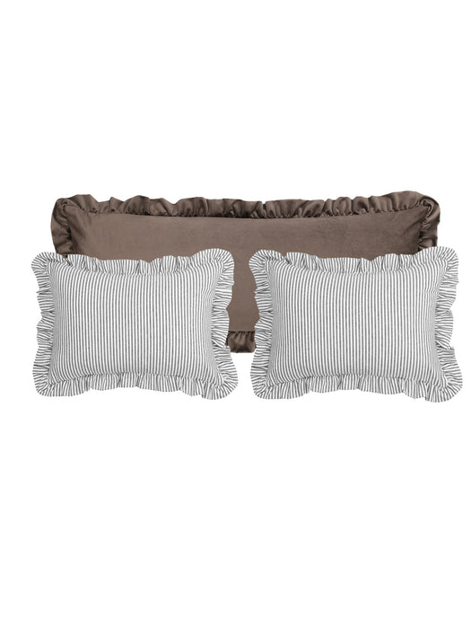 Nora Ruffle Brown Bolster Bed Set