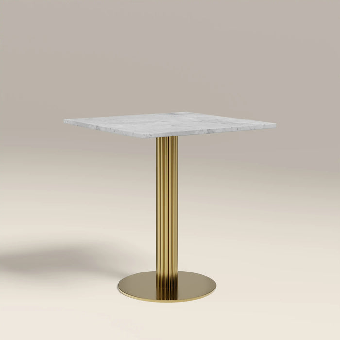 Rafferty 2 Seat Square Cafe Table White Marble & Brass