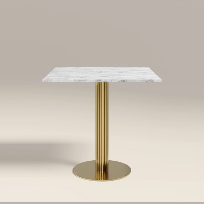 Rafferty 2 Seat Square Cafe Table White Marble & Brass