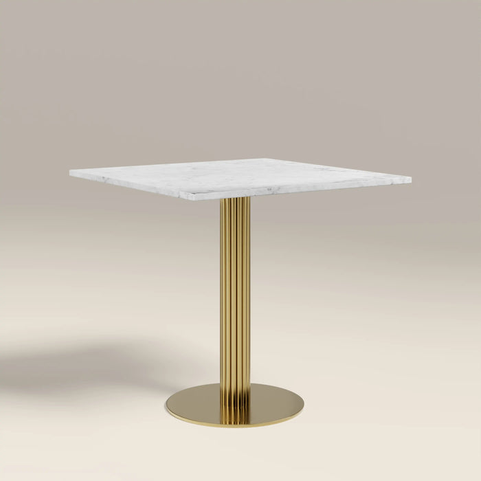 Rafferty 2 Seat Square Cafe Table White Marble & Brass
