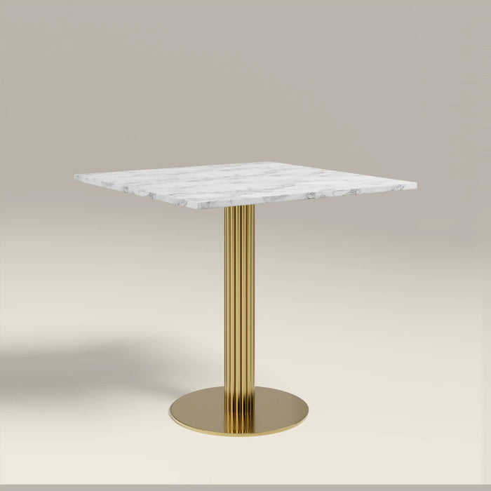 Rafferty 2 Seat Square Cafe Table White Marble & Brass