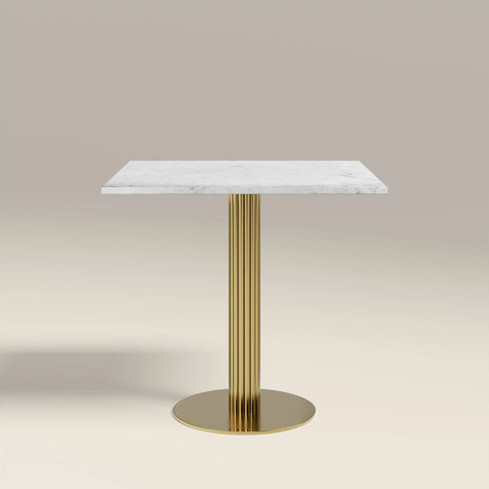 Rafferty 2 Seat Square Cafe Table White Marble & Brass